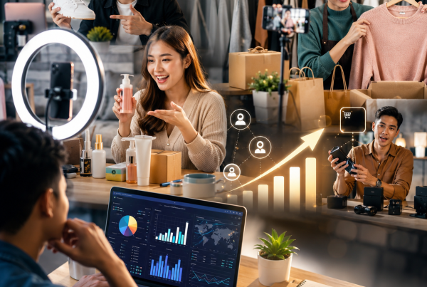 Affiliate marketing for TikTok growth featuring content creators promoting products through live streaming, short videos, and digital campaign analytics.