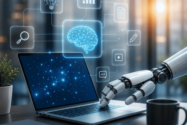 AI content creation for business using artificial intelligence to improve team productivity, content quality, and digital marketing performance.