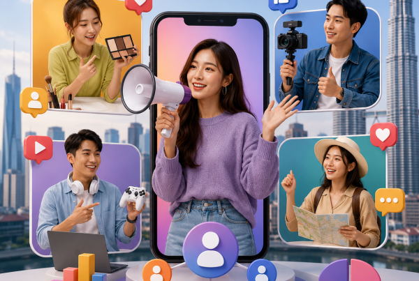Business using KOL marketing strategy with social media influencers to increase brand awareness.