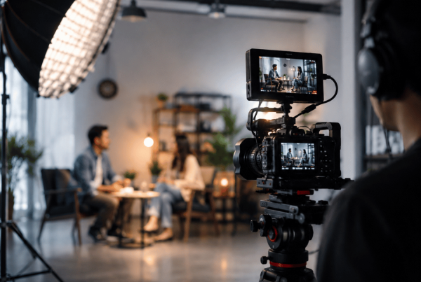 Professional campaign video production setup for creating brand awareness and marketing content