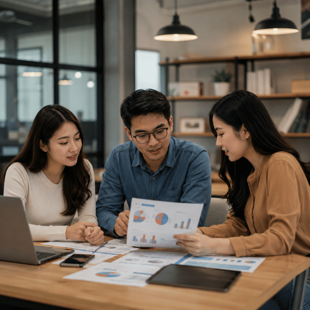 Social media marketing strategy meeting for business growth and online marketing