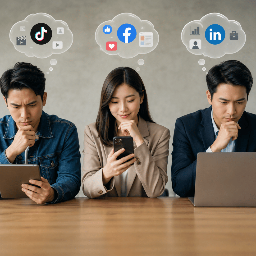 TikTok vs Facebook vs LinkedIn social media platforms for brand marketing